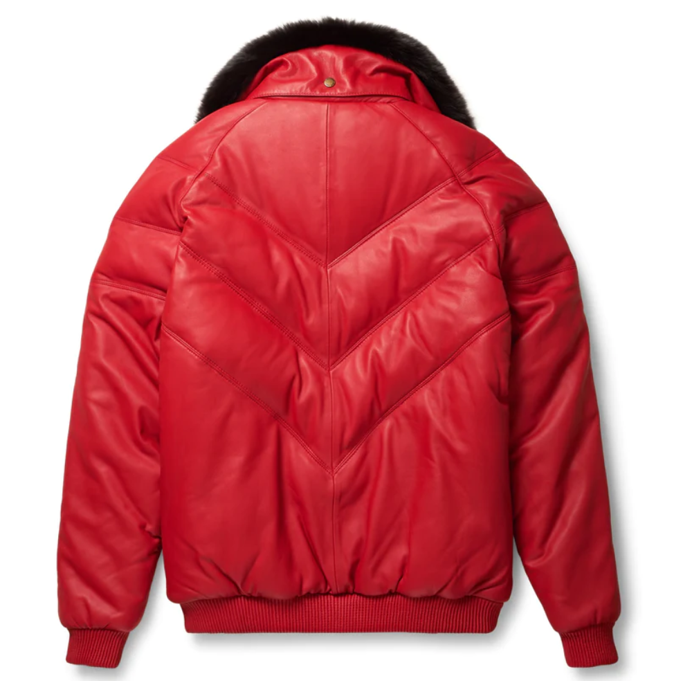 New Red Leather V-Bomber Jacket - bombersflight