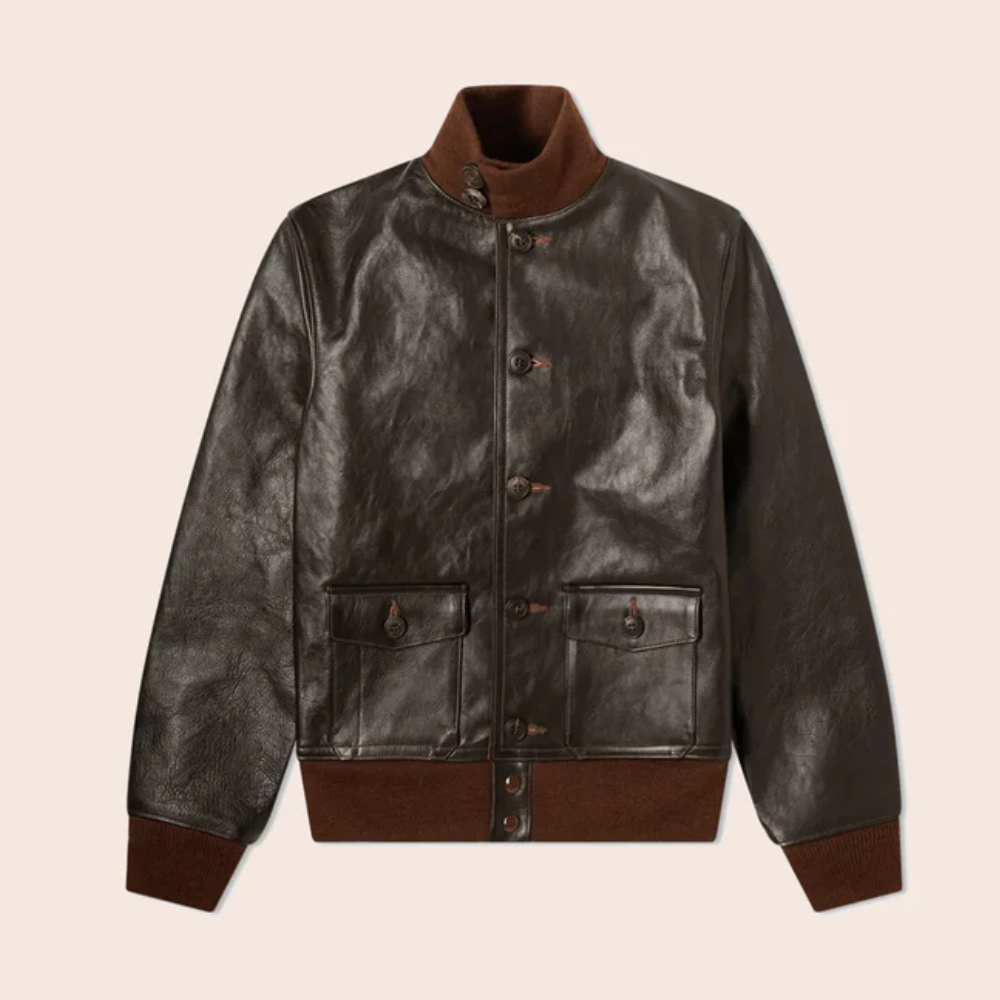 New Mens Brown Flight Leather Bomber Jacket - bombersflight