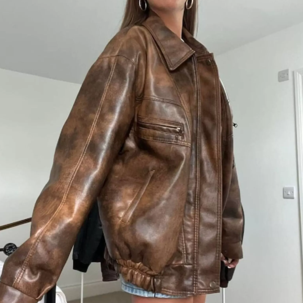 Women's Brown A2 Super Cop Military Bomber Jacket