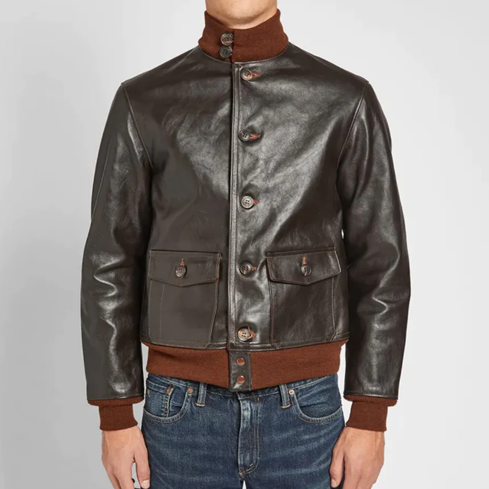 New Mens Brown Flight Leather Bomber Jacket - bombersflight