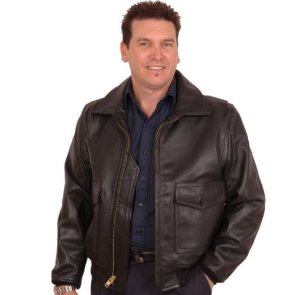 Mens Deerskin G1 Bomber Leather Jacket with Action Back