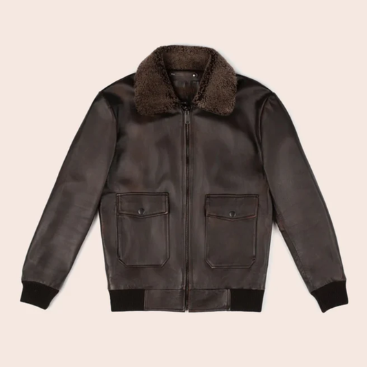 New Men Brown Flight Leather Bomber Jacket - bombersflight