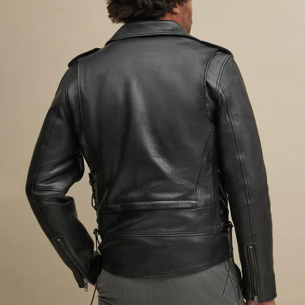 New Men Black Leather Rider Jacket