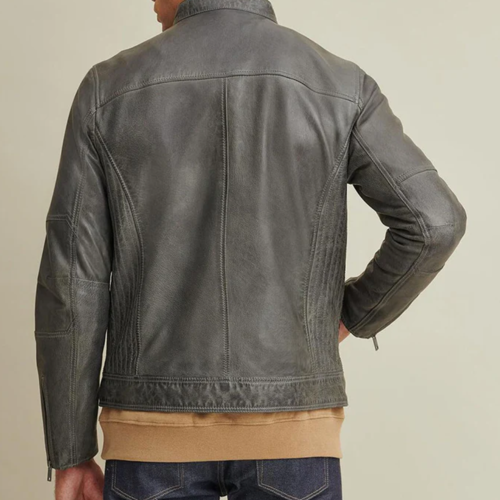 Greensih Men Motorbike Leather Moto Jacket