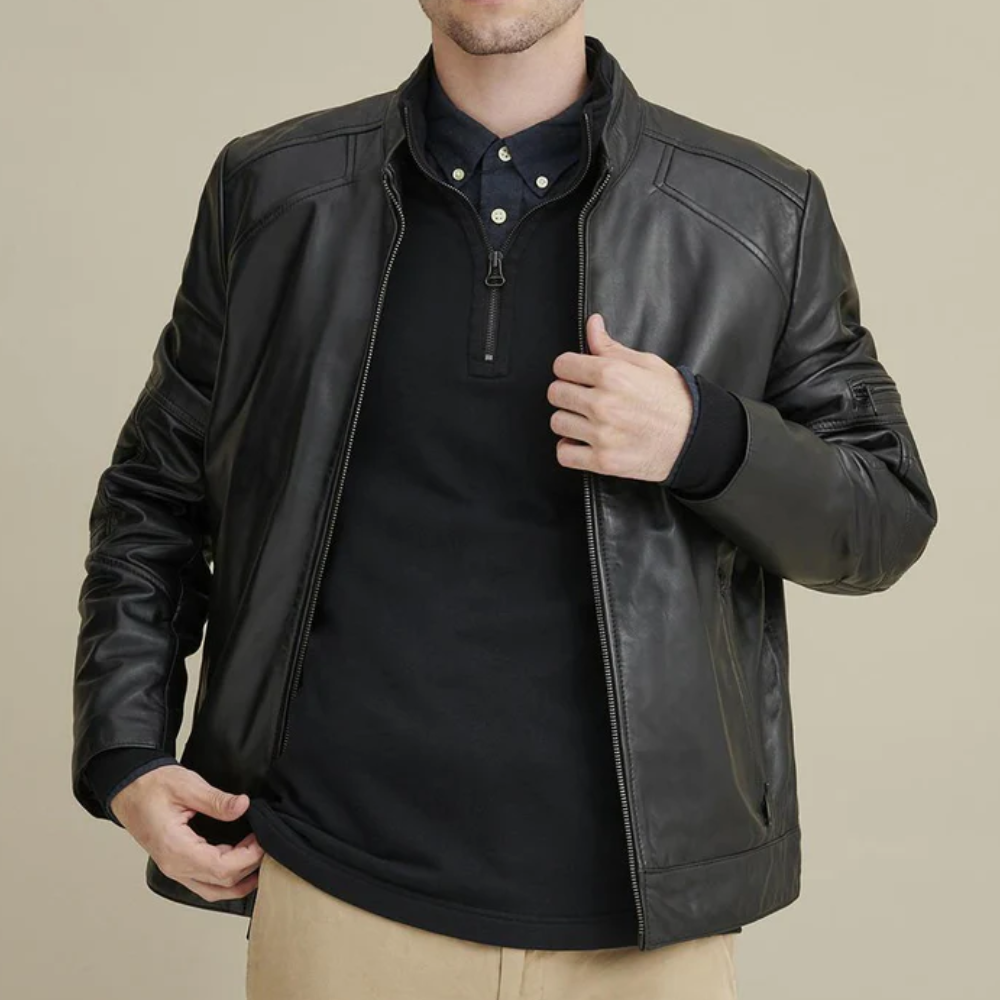 Men's Moto Biker Leather Jacket