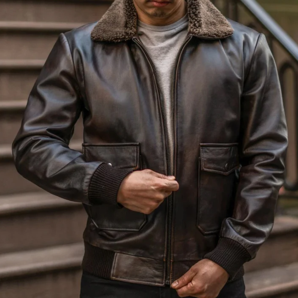 New Men Brown Flight Leather Bomber Jacket - bombersflight