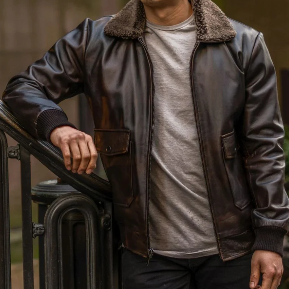 New Men Brown Flight Leather Bomber Jacket - bombersflight