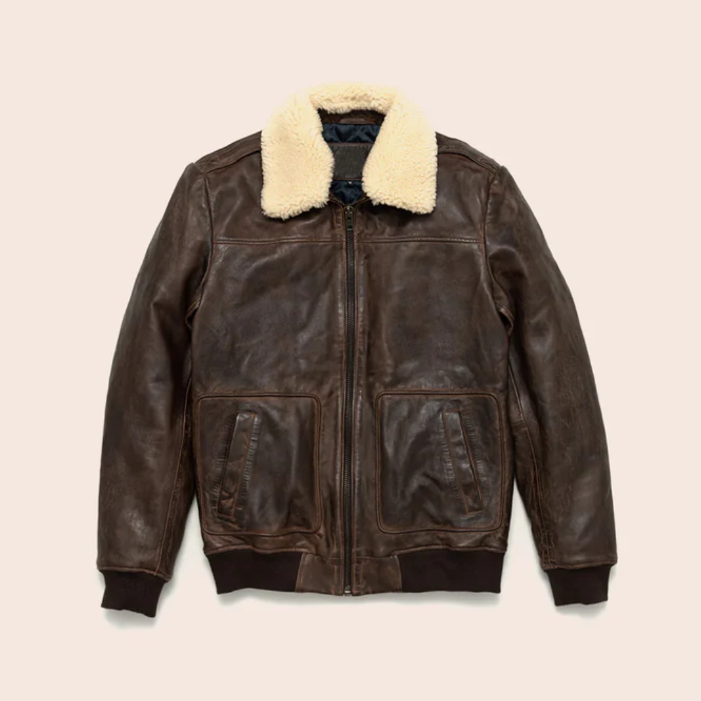 New Men's Lambskin Brown Leather Bomber Jacket - bombersflight