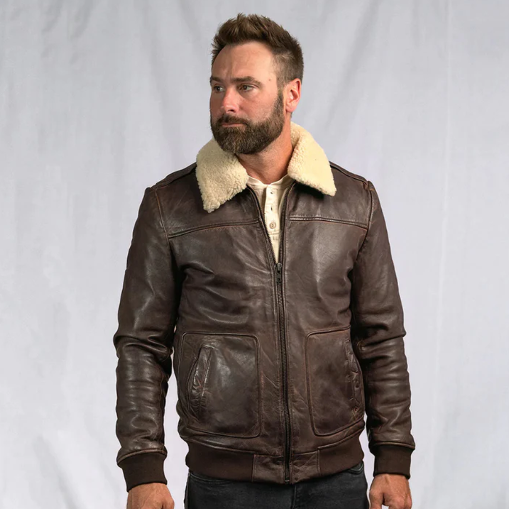 New Men's Lambskin Brown Leather Bomber Jacket - bombersflight