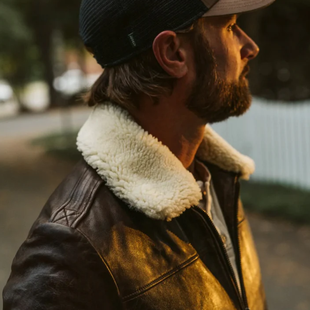 New Men's Lambskin Brown Leather Bomber Jacket - bombersflight