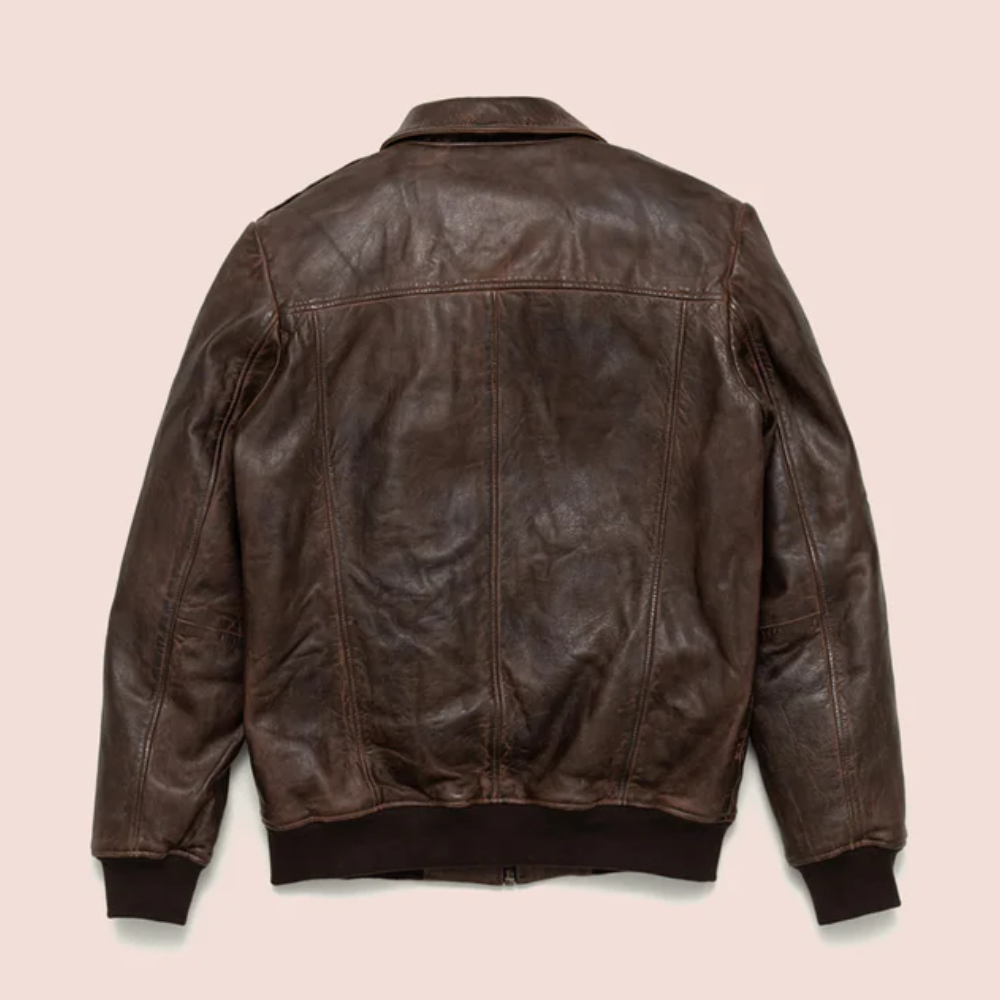 New Men's Lambskin Brown Leather Bomber Jacket - bombersflight