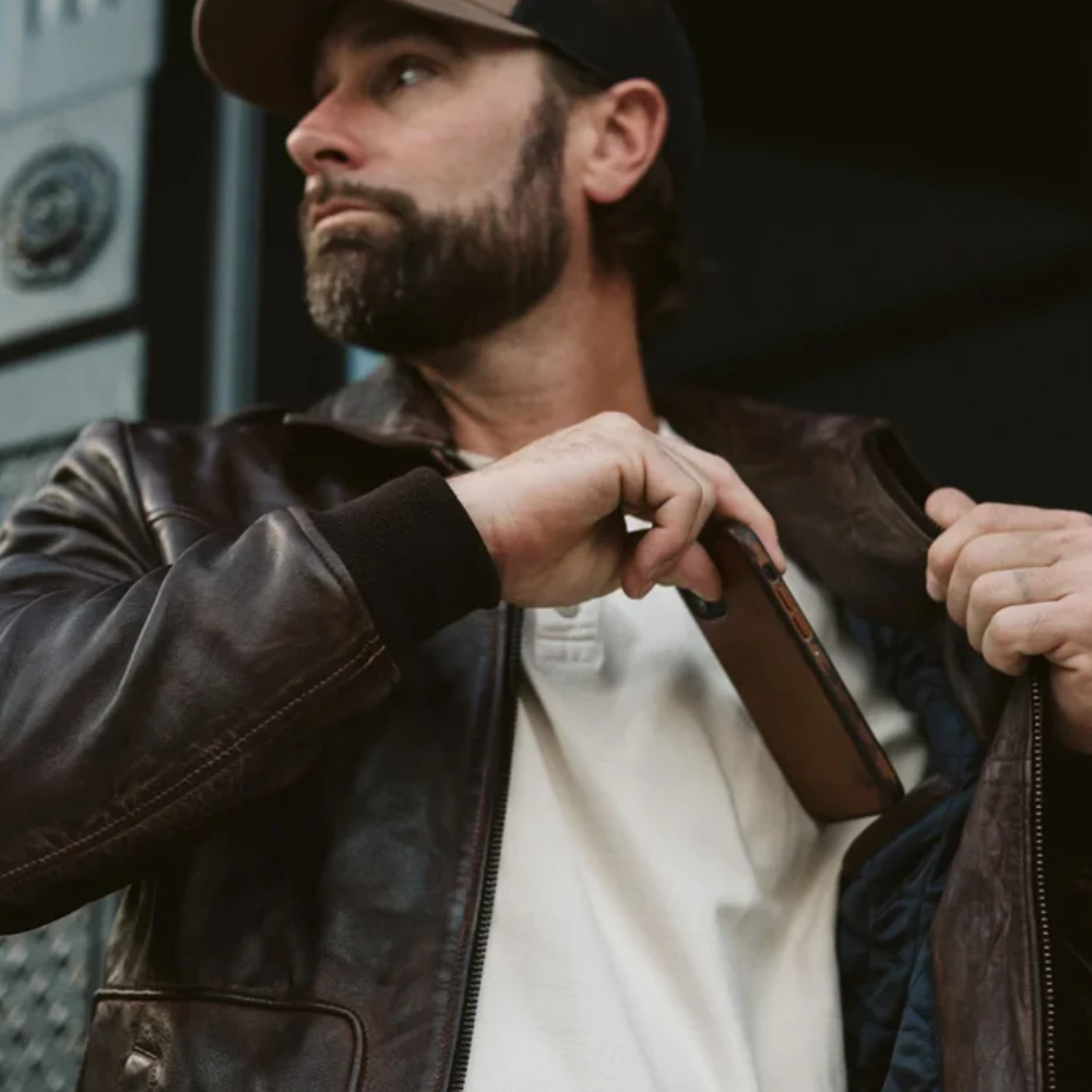 New Men's Lambskin Brown Leather Bomber Jacket - bombersflight