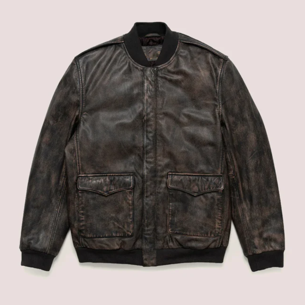 New Mens B3  Black Sheepskin Leather Bomber Jacket - bombersflight