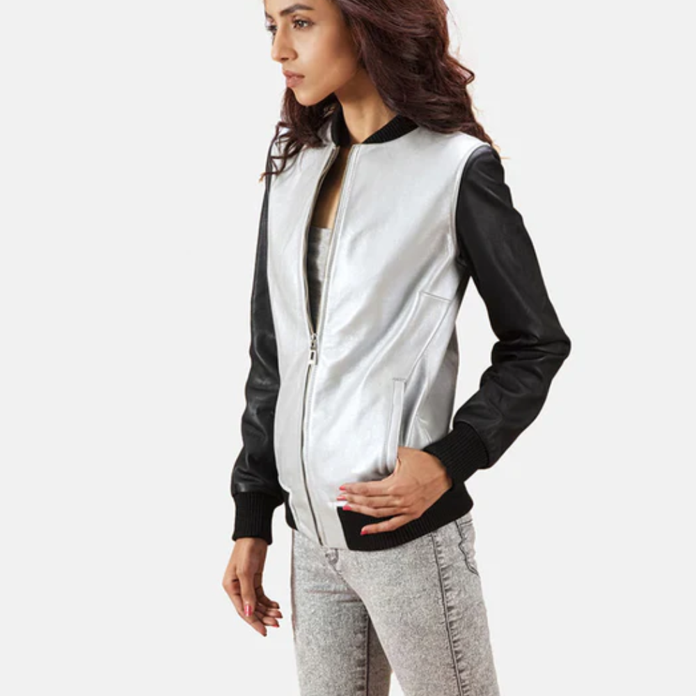 Silver Cole Bomber Leather Jacket