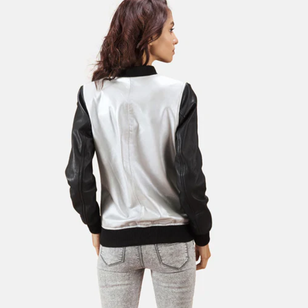 Silver Cole Bomber Leather Jacket