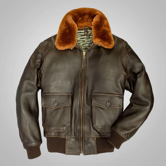 New Men Lambskin  Flight Brown Leather Jacket - bombersflight