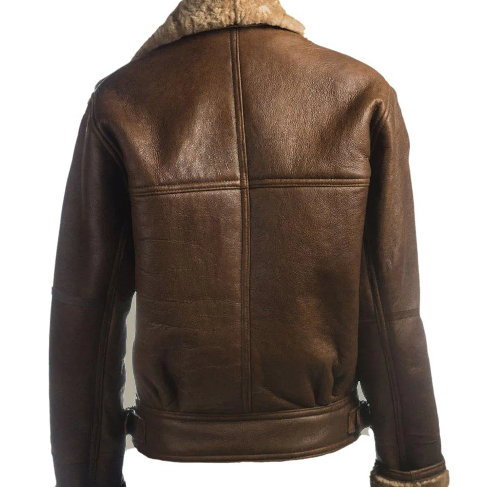 New Women's Brown B3 Shearling Leather Jacket