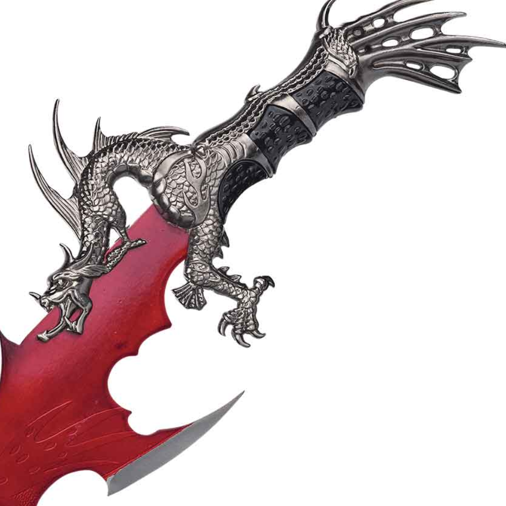 Blood Red Blade Dragon Dagger With Unique Stand