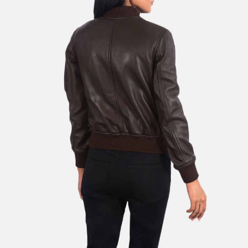 New Sheepskin Brown A1 Bomber Leather Jacket For Women