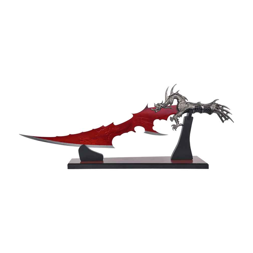 Blood Red Blade Dragon Dagger With Unique Stand