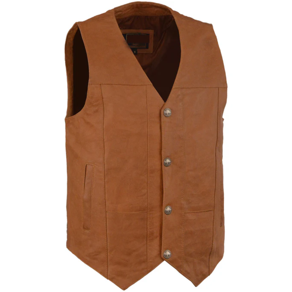 New Men Western Plain Side Vest