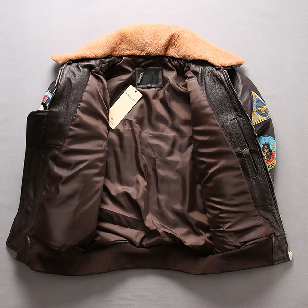 Women G1 Brown Sheepskin Top Gun Maverick Leather Bomber jacket