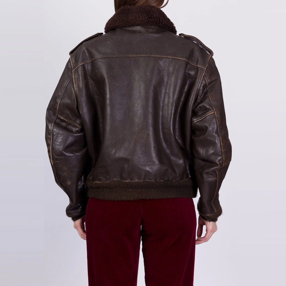 Women's G-1 Brown Sheepskin Leather Bomber Flight Jacket