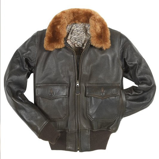 Women's Sheepskin G-1 Jacket Brown Bomber Leather Jacket