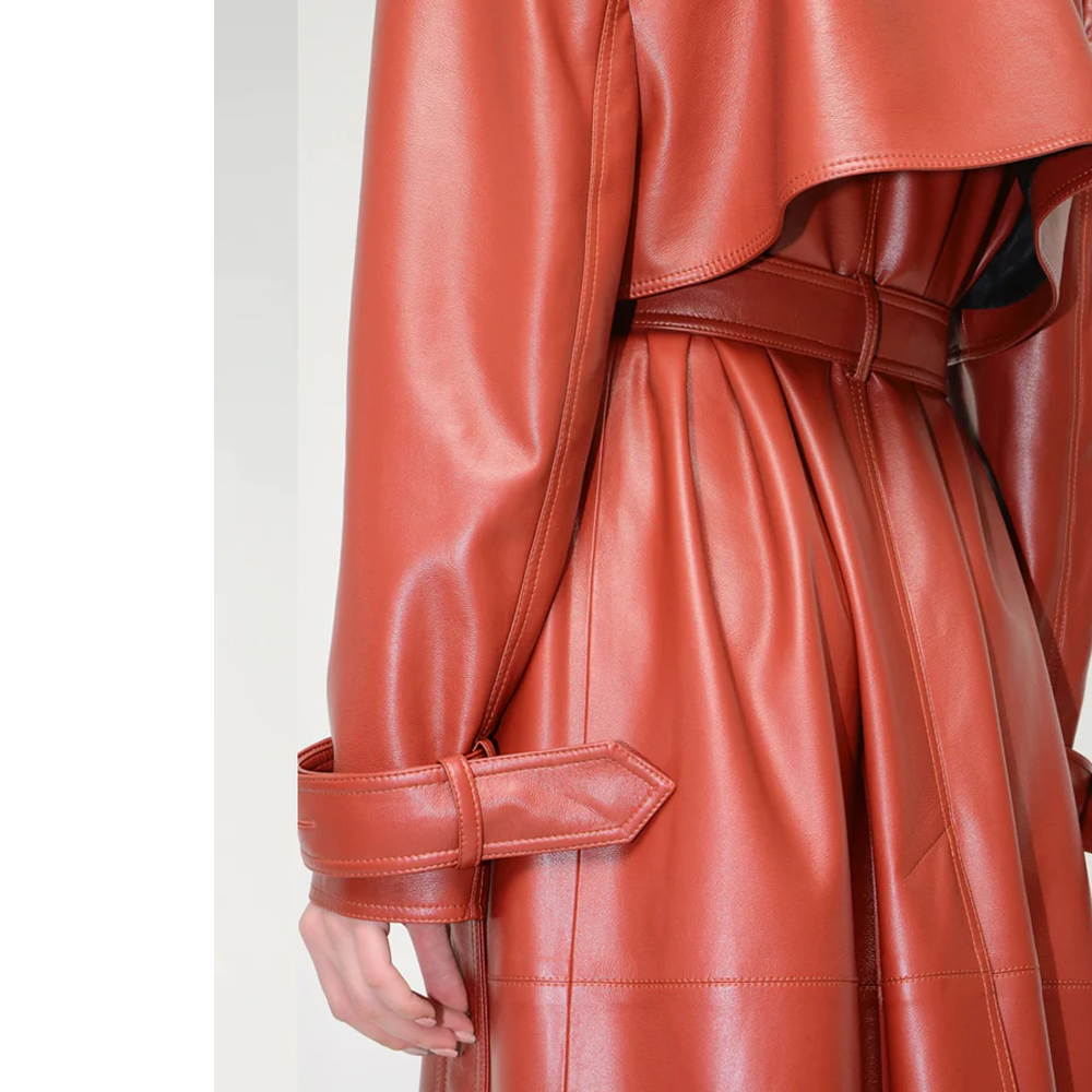 New Women Lambskin Red Leather Trench Coat - bombersflight