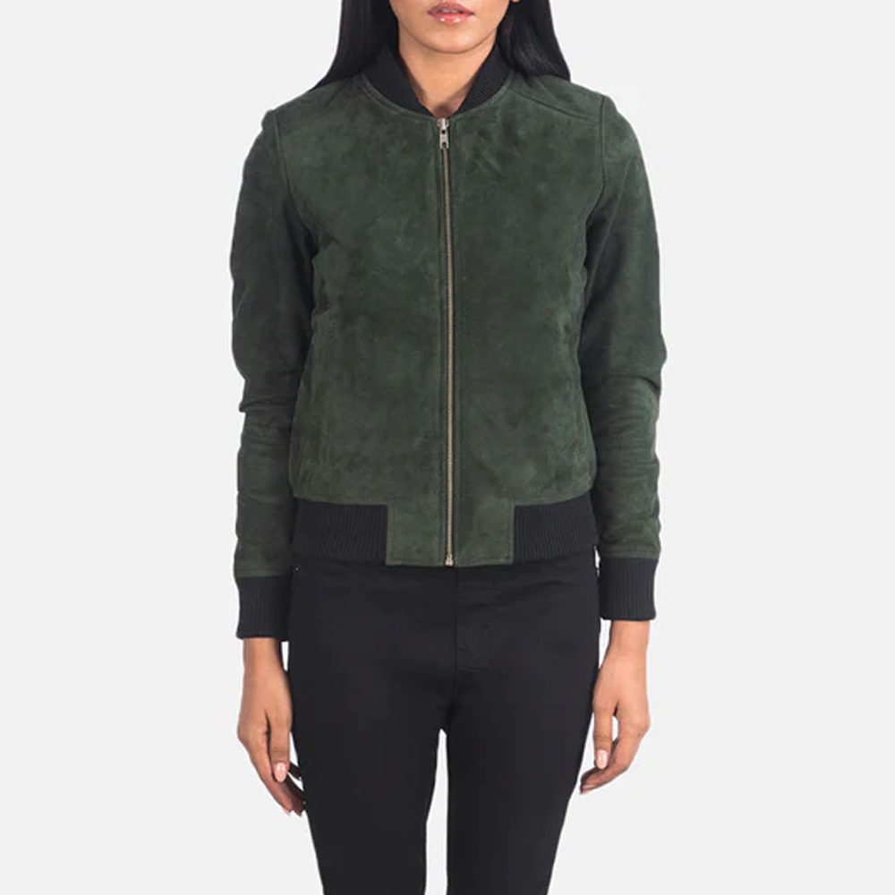 New Women Westa A-2 Green Leather Bomber Jacket - bombersflight