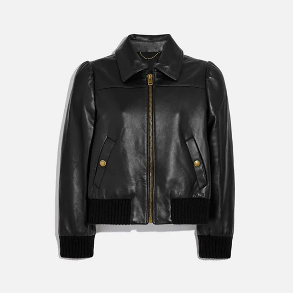 New Women Sheepskin  Black Aviator Leather Bomber Jacket - bombersflight