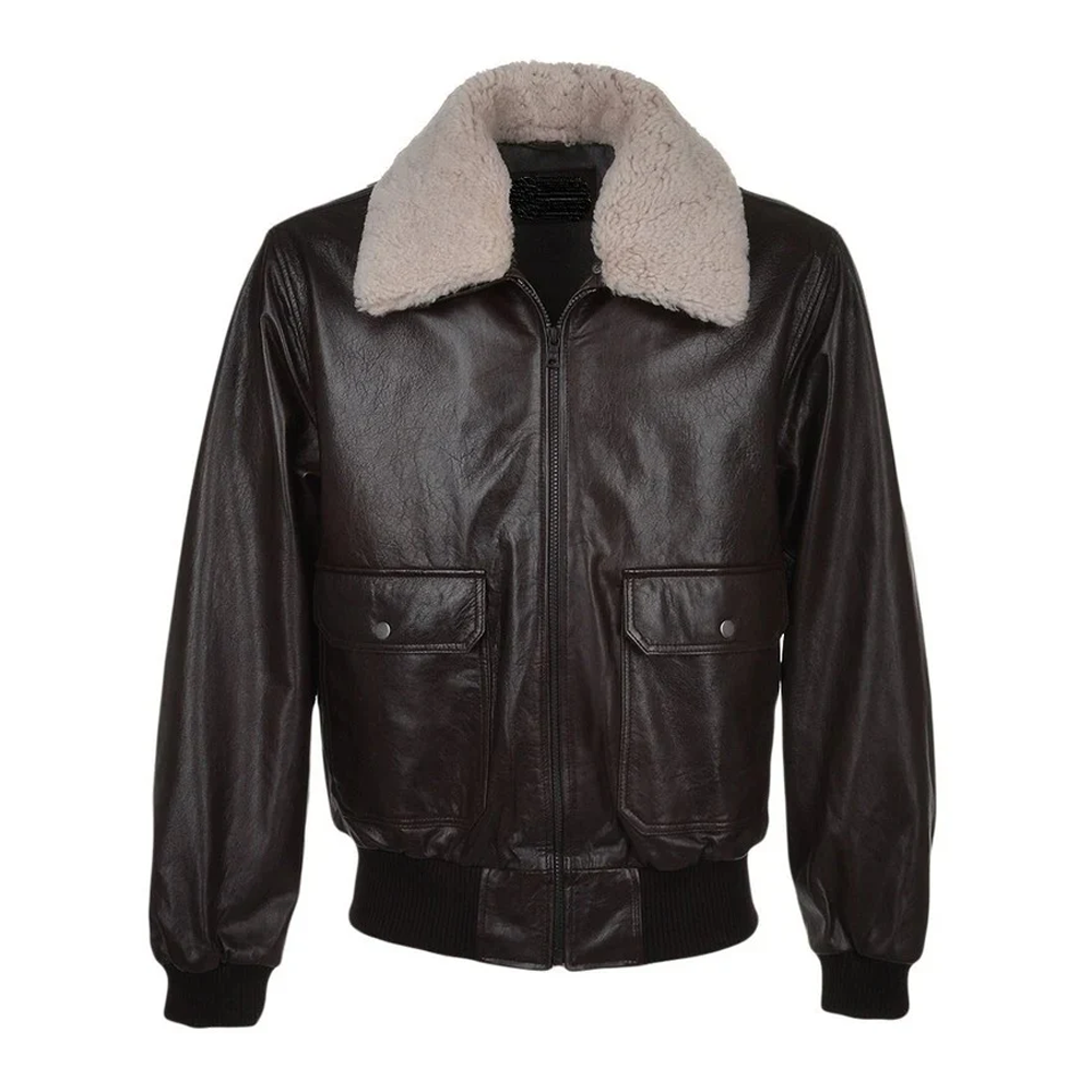 New Black Mens Sheepskin Leather Bomber Flight Jacket - bombersflight