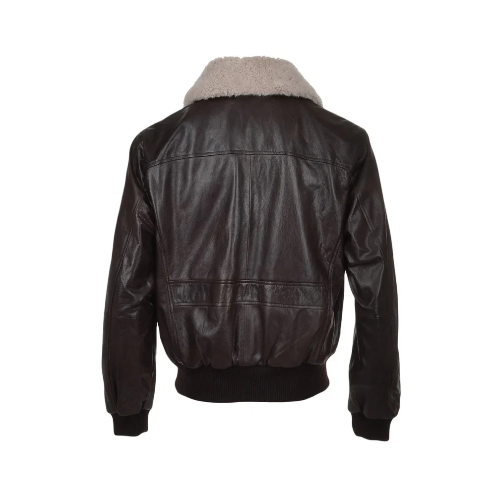 New Black Mens Sheepskin Leather Bomber Flight Jacket - bombersflight